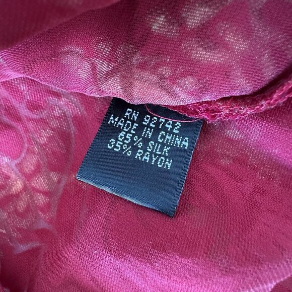 Juliana Collezione Drape front Blouse Red Silk Blend Paisley Size 12 - Picture 8 of 11